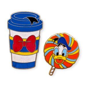 Donald Duck Disney Pins: Latte Coffee Cup and Lollipop